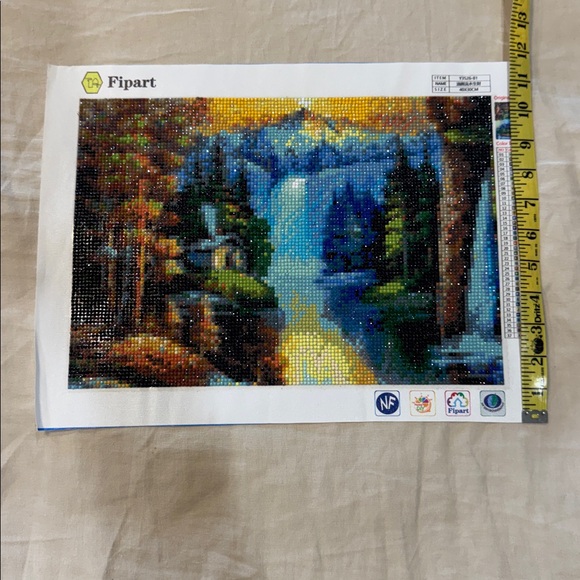 Completed Fipart Diamond Painting - Waterfall Scene - Picture 3 of 5